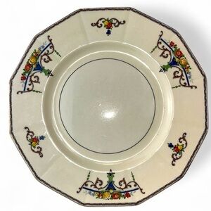Paramount Plate by Myott Staffordshire Flowers in Vases, Multisided Gold Trim